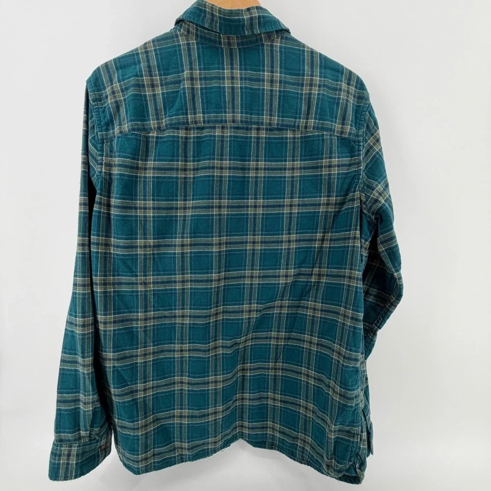 Goodfellow & Co Mens Flannel Long Sleeve Button Up Shirt Green Plaid Size‎ L